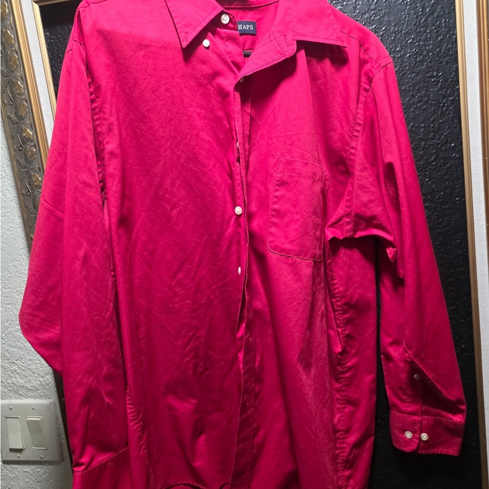 Chaps Men's Bold Red Casual Button-Down Shirt